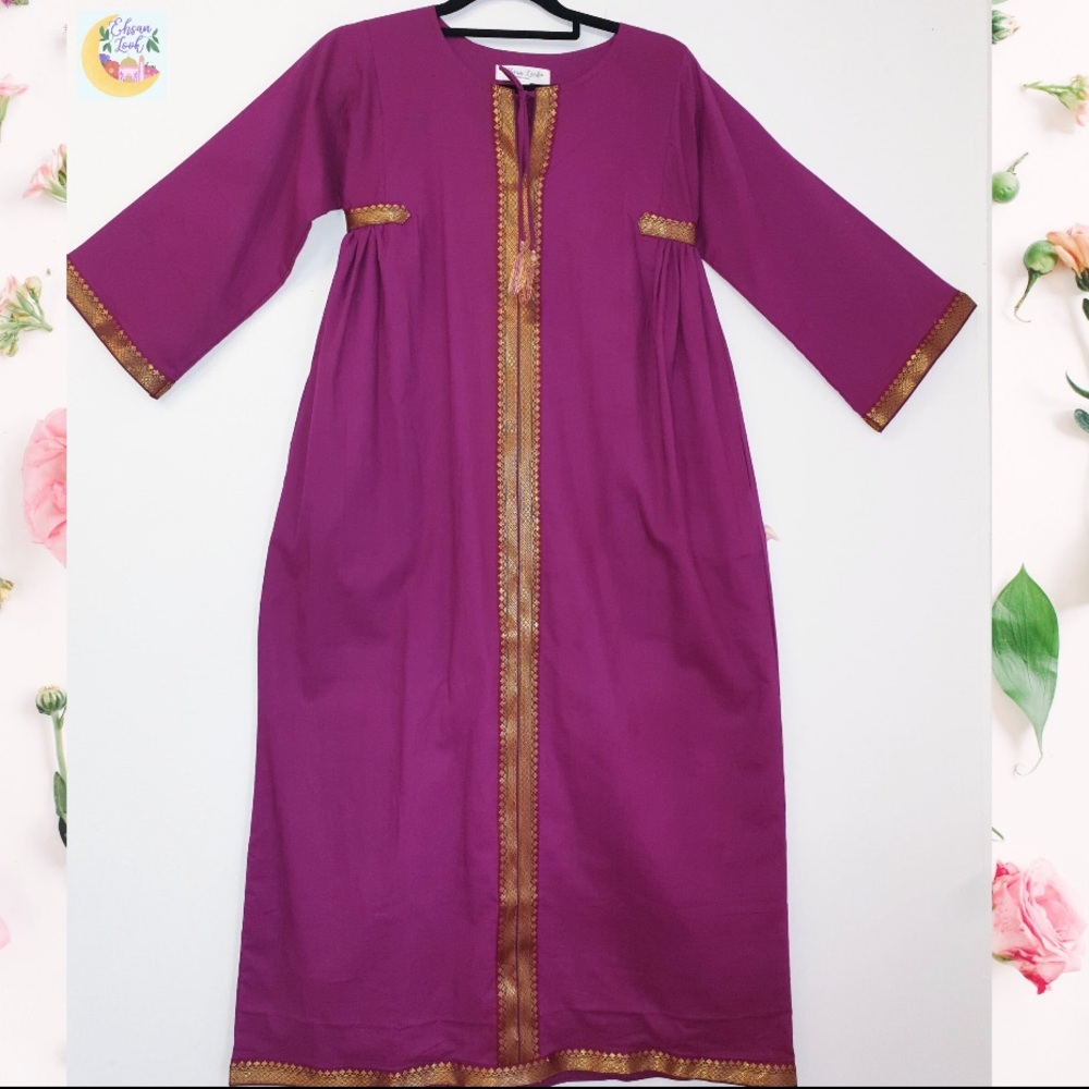 Girls Abaya - Magenta Long Sleeve